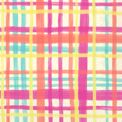 Art Pop Plaid Cocktail Napkin