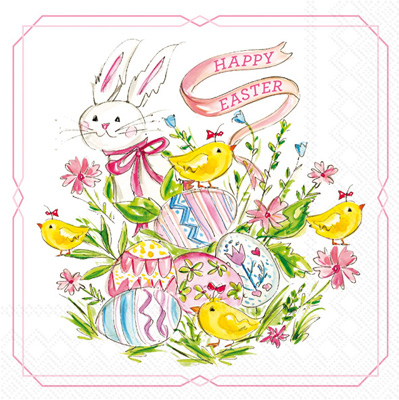Easter Bunny And Chicks Cocktail Napkin
