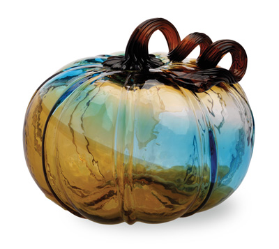 Gallery Glass Pumpkins Medium Glass Pumpkin Blue