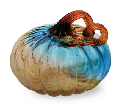 Gallery Glass Pumpkins Small Glass Pumpkin Blue