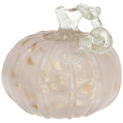 Small Pink Gold Fleck Glass Pumpkin