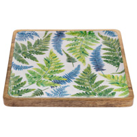 Arwea Wood Square Platter Mango Wood & Enamel