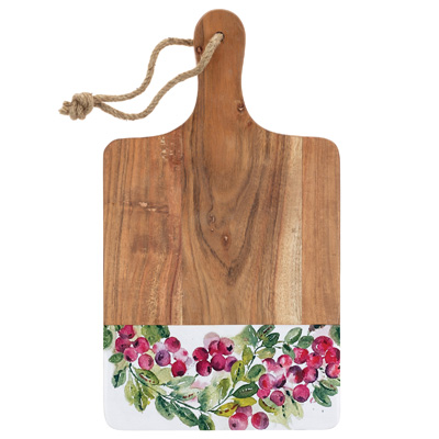 cranberry wreath cutting board