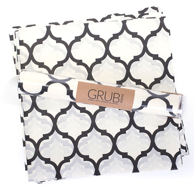 Eat Drink Host Quatrefoil Black Grub Paper