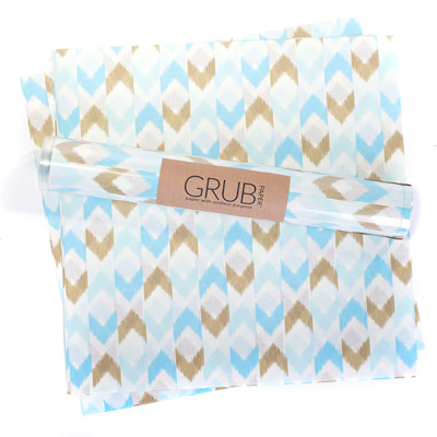 Eat Drink Host Blue & Gold Chevron Grub Paper