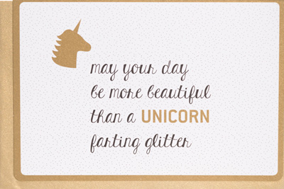 Enfant Terrible Unicorn Farting Glitter Card