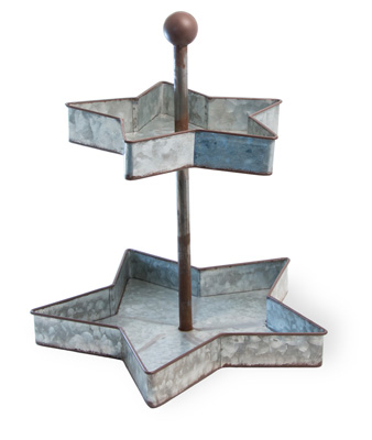 Americana Rustic Metal Star Tiered Stand