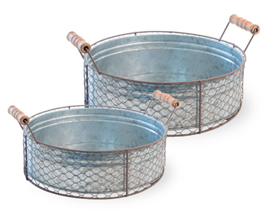 Chicken Wire Round Baskets