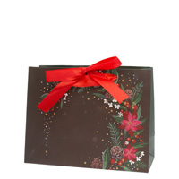 Black Christmas Floral Medium Bag