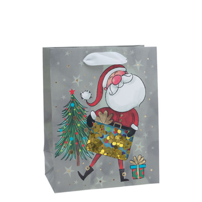 Jolly Santa Sequin Medium Bag