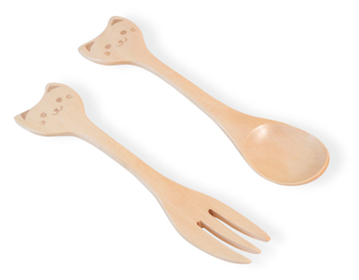 Bamboo Animals Cat Fork & Spoon