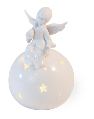 Alabaster LED Angel with Heart