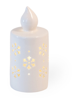Alabaster Snowflake LED Candle