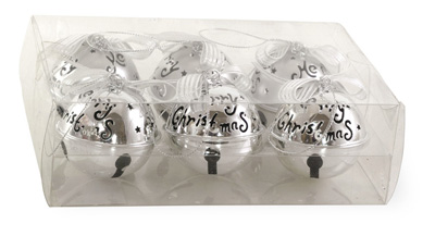 Merry Christmas Silver Bell Ornament Set