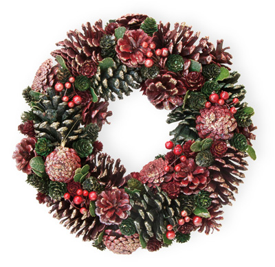 Red Pinecone Glitter Wreath