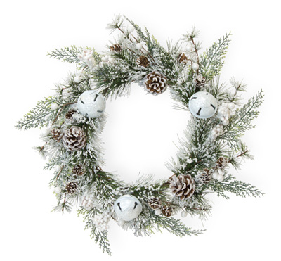 Glitter White Bells Wreath