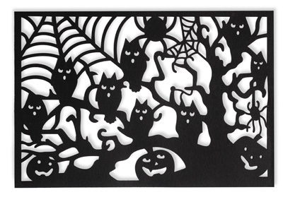 Black & White Fright Black Owl Tree Placemat