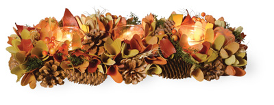 Autumn Splendor Pumpkin & Pinecones Tri-Tealight