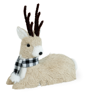 Darling Check Scarf Sitting Deer