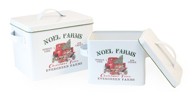 Noel Farms Red Truck Metal Boxes
