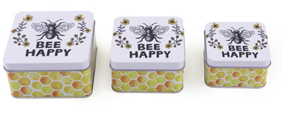 Nesting Tins   Bee Happy Set of 3