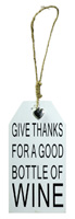 Wine Bottle Tag Give Thanks for Wine White