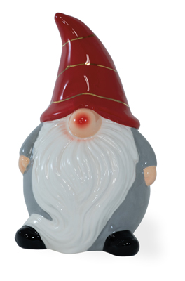 Grey Geoff Gnome with Red Hat