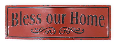 BLESS OUR HOME METAL SIGN