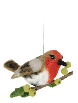 Bird Ginger with Green Berries Ornament