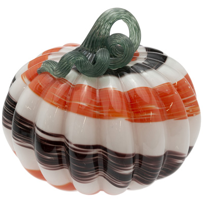 Small Autumn Swirl Glass Pumpkin