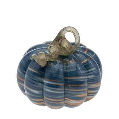 Small Denim & Copper Glass Pumpkin