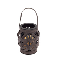 Small Brown Basketweave Lantern W Led Candle