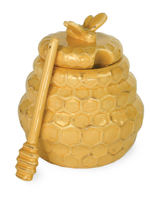 Honeycomb Honey Pot & Dipper set of 2