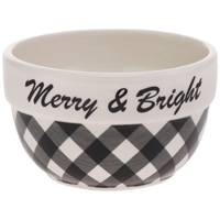 MERRY & BRIGHT B&W CHECK BOWL