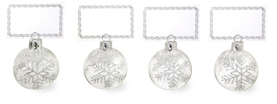 Silver Snowflakes Ornament Placecard Set