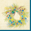 Peacock Wreath Cream Lunch Napkin