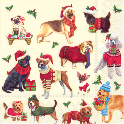 Christmas Dogs Lunch Napkin