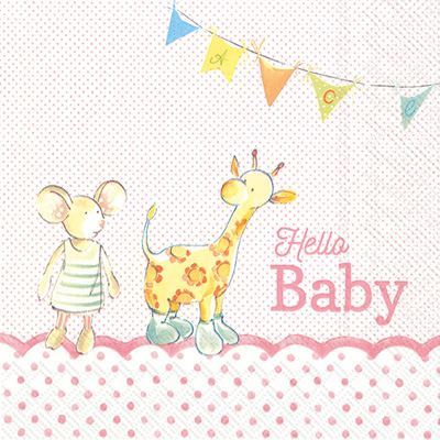 Hello Baby Lunch Napkin light rose