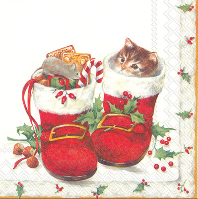 Sweet Christmas Boots Lunch Napkin