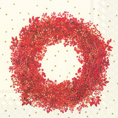 Berry Wreath Cream Lunch Napkin