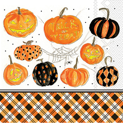 Rosanne Beck Plaid Pumpkins Lunch Napkin