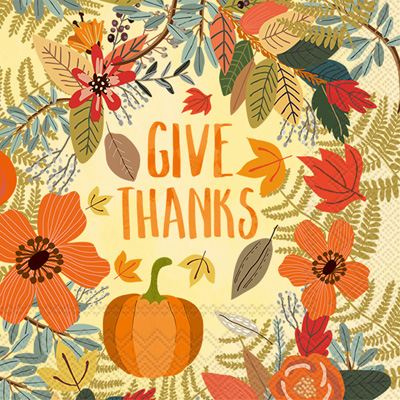 Mia Charro Give Thanks Floral Lunch Napkin