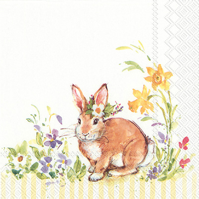 Lovely Bunny Lunch Napkin yellow