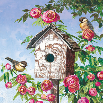 Lovely Birdhouse Lunch Napkin