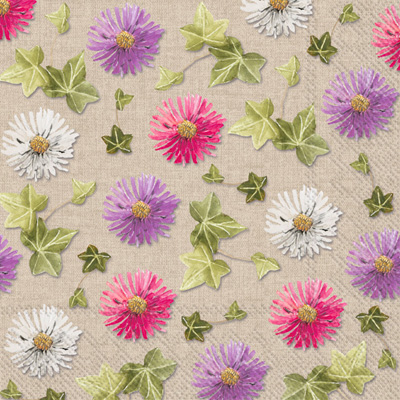 Autumn Asters Lunch Napkin linen