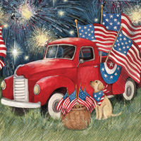 Old Glory Red Truck Lunch Napkin