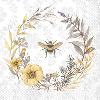 Bee Wildflower Wreath Lunch Napkin