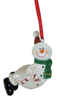 Luster Candy Cane Snowman Ornament