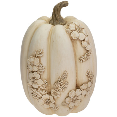 Large Floral Embossed Carved Pumpkin