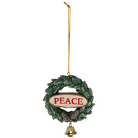 Peace Wreath Ornament with Bell